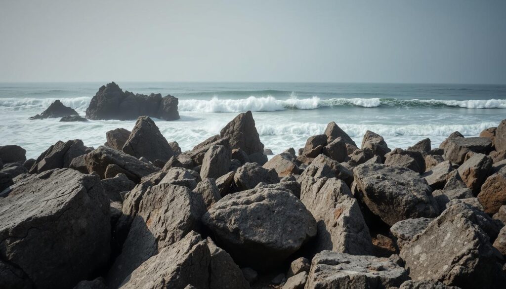 batu karang di pantai
